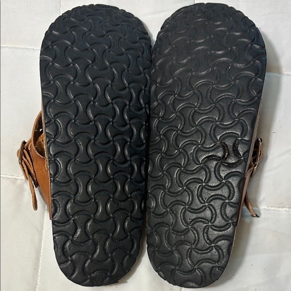 Brown Leather Toe Strap Footbed Buckle Strap Sandals - Picture 6 of 6